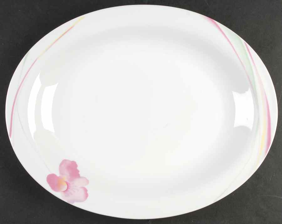 Pink Hibiscus 14" Oval Serving Platter by Mikasa-1