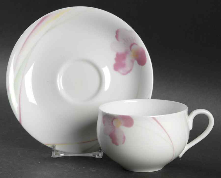Pink Hibiscus Flat Cup & Saucer Set by Mikasa-1