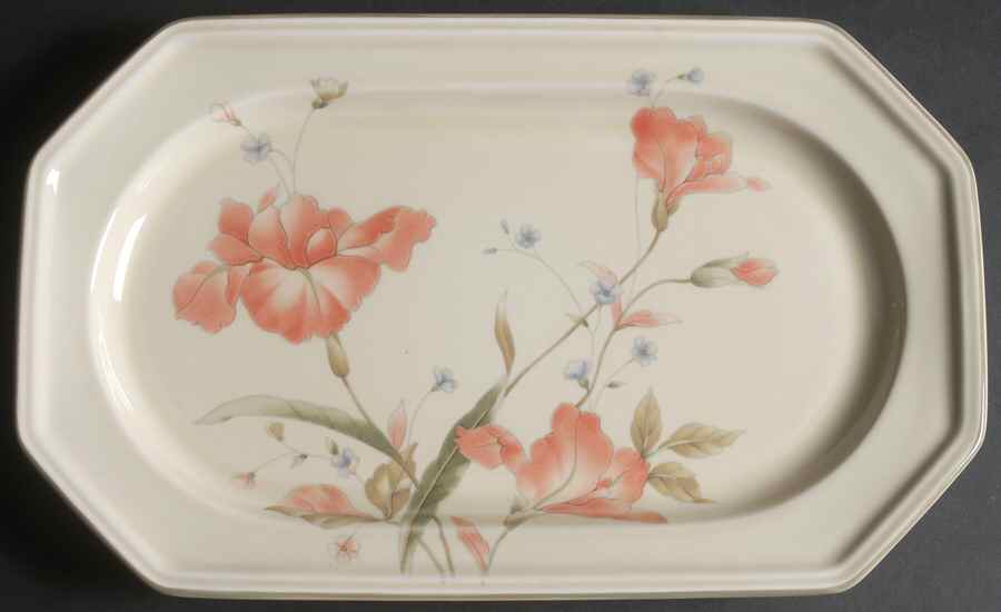 Pink Iris 14" Oval Serving Platter by Mikasa-1