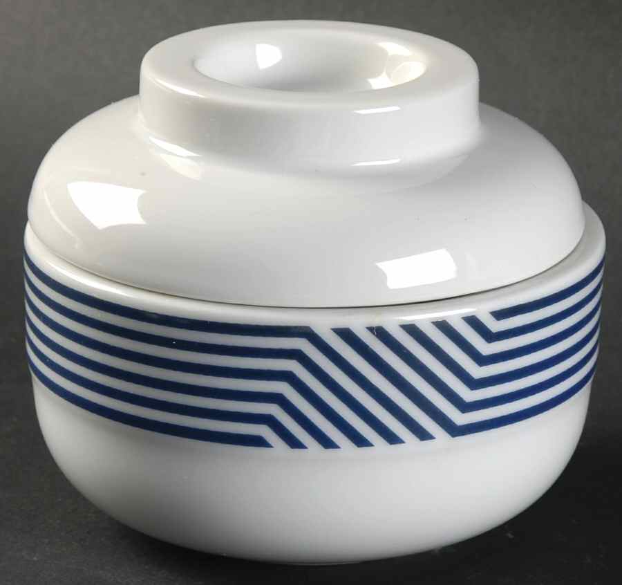 Pinstripe Blue Sugar Bowl & Lid by Mikasa-1