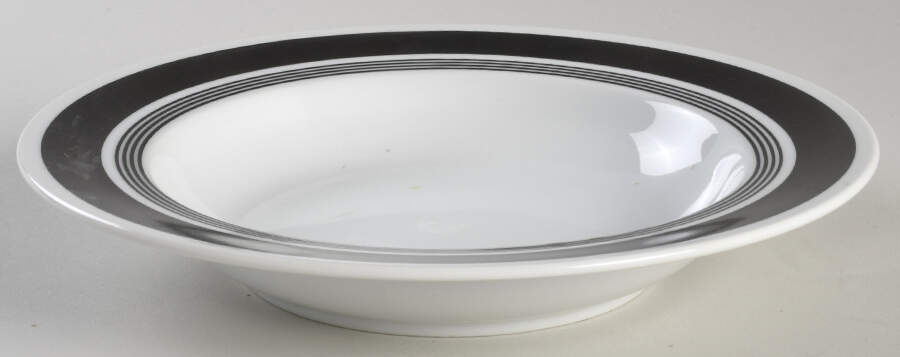 Pinstripe Black Rim Soup Bowl by Mikasa-1