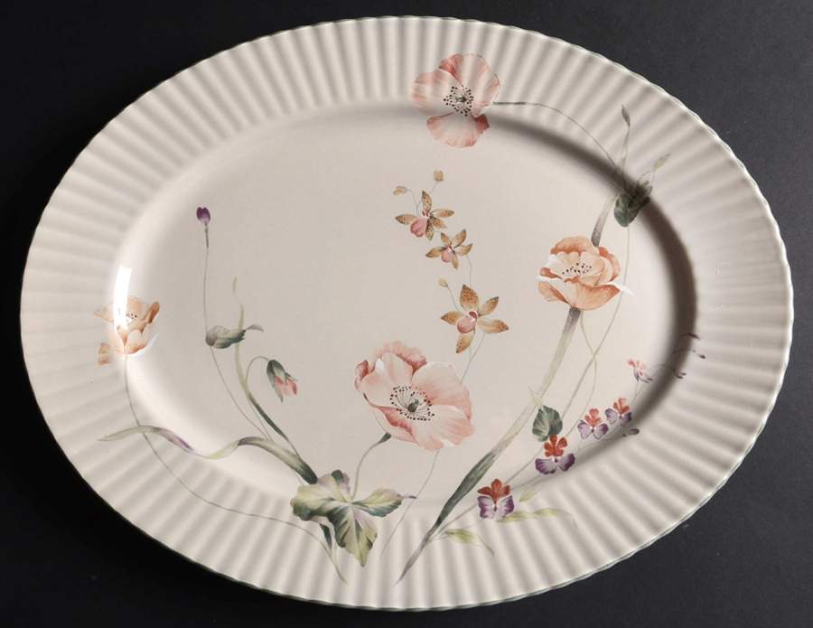 Pink Poppy 14" Oval Serving Platter by Mikasa-1