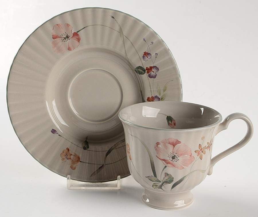 Pink Poppy Footed Cup & Saucer Set by Mikasa-1