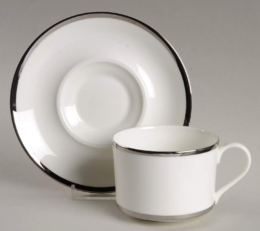 Platinum Flat Cup & Saucer Set by Mikasa-1