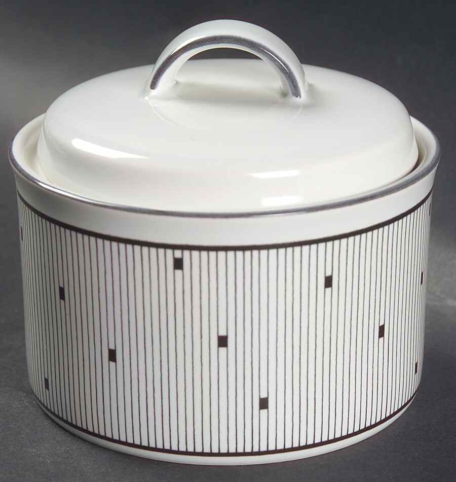 Pleats Black Sugar Bowl & Lid by Mikasa-1
