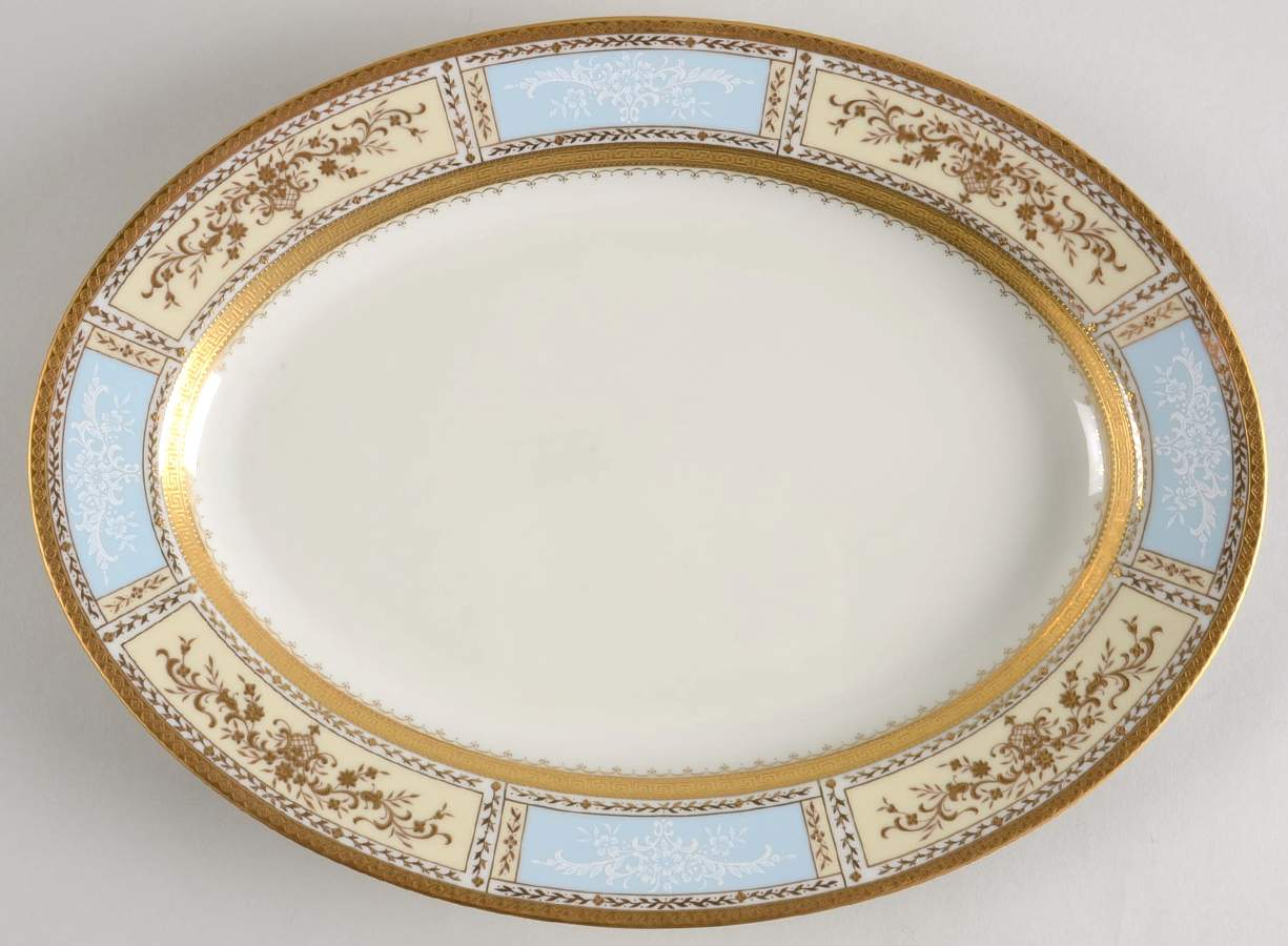 Pompadour Blue (Gold & White Flrs) 14" Oval Serving Platter by Mikasa-1