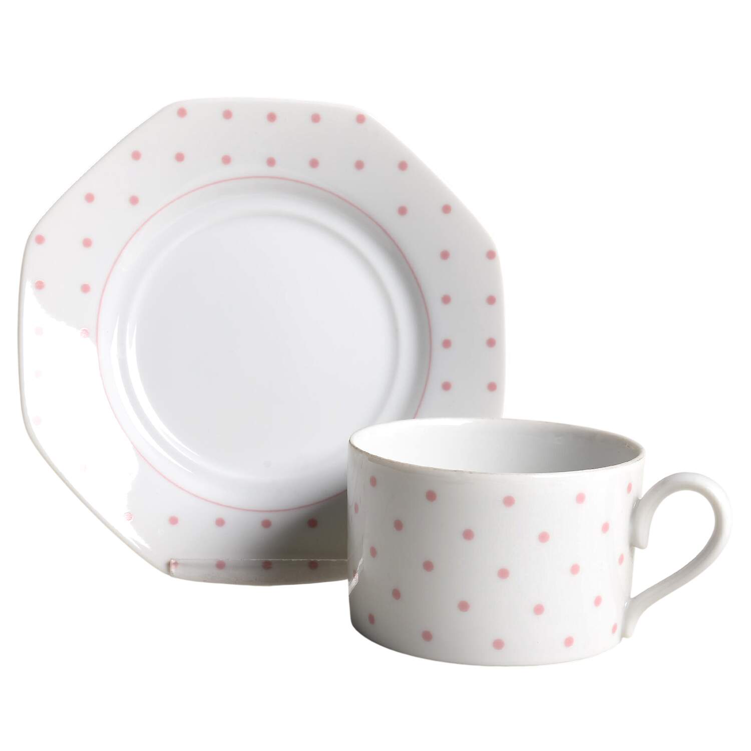 Polka Dots Pink Flat Cup & Saucer Set by Mikasa-1