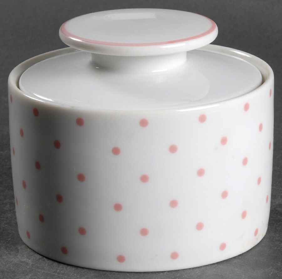 Polka Dots Pink Sugar Bowl & Lid by Mikasa-1