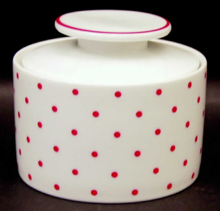 Polka Dots Red Sugar Bowl & Lid by Mikasa-1