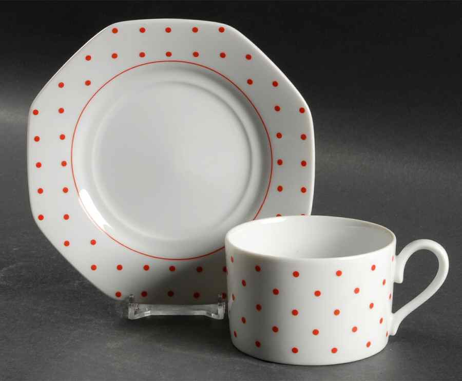 Polka Dots Red Flat Cup & Saucer Set by Mikasa-1