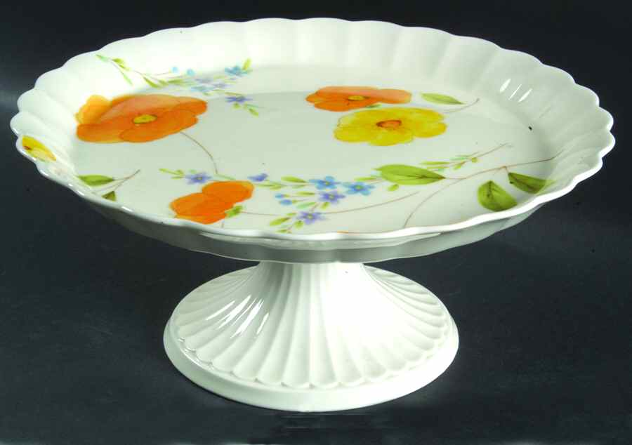 Poppy Love 10" Diameter Pedestal Cake Stand by Mikasa-1