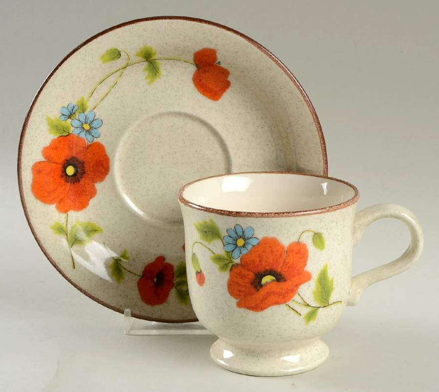 Poppy Parade Footed Cup & Saucer Set by Mikasa-1