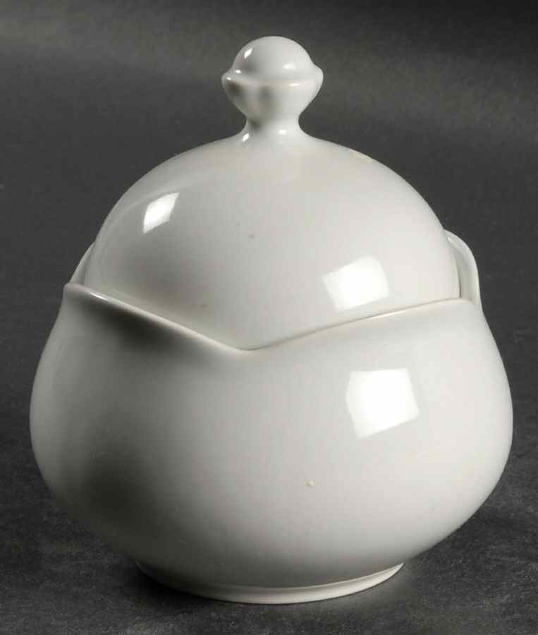 Porcelain White Sugar Bowl & Lid by Mikasa-1
