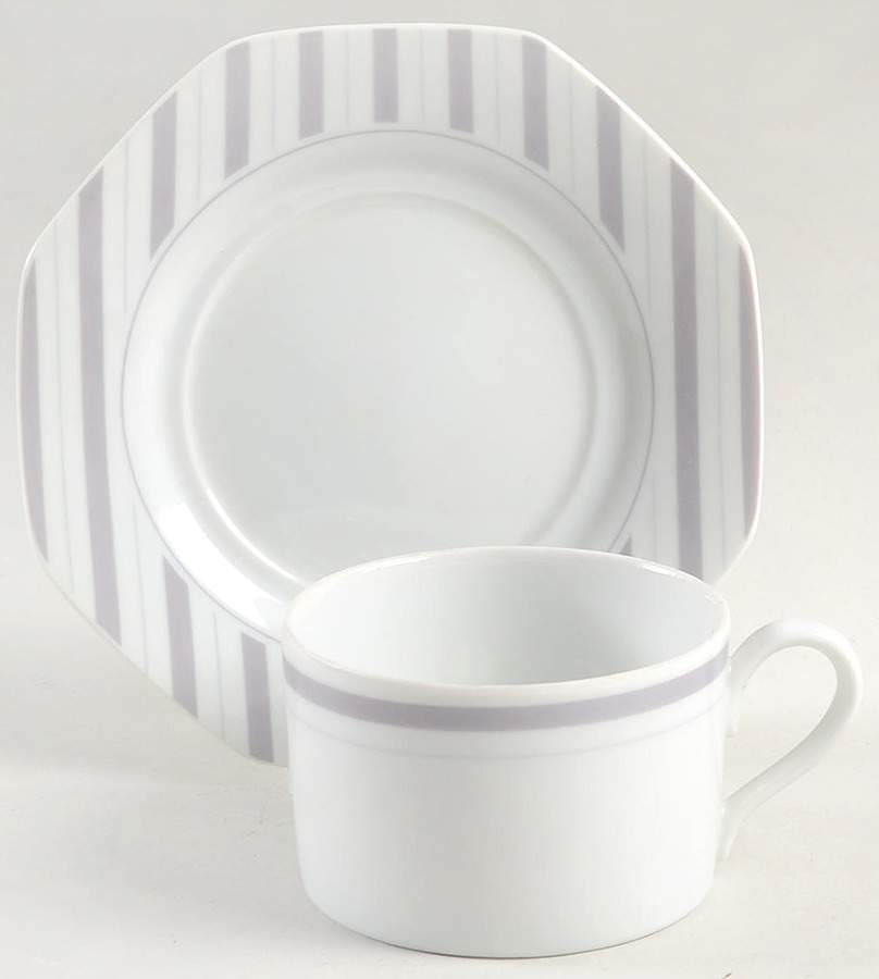 Preppie Grey Flat Cup & Saucer Set by Mikasa-1