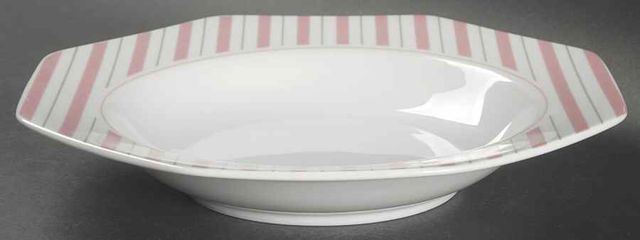 Preppie Pink Rim Soup Bowl by Mikasa-1