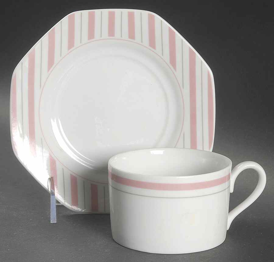 Preppie Pink Flat Cup & Saucer Set by Mikasa-1