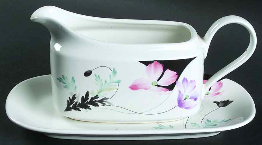 Purple Poppies Gravy Boat & Underplate (Relish/Butter) by Mikasa-1