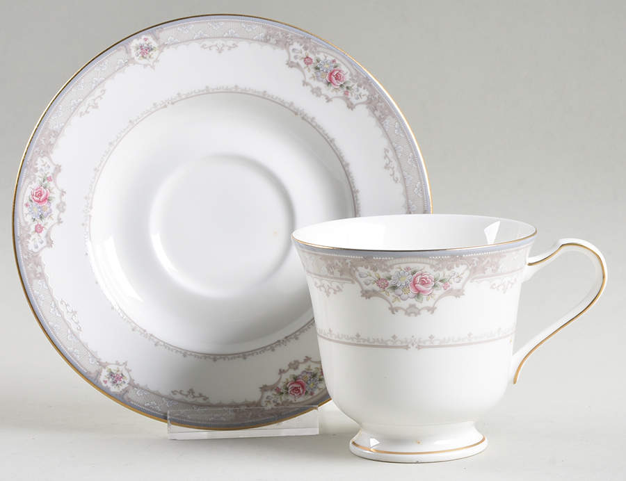 Queens Rose Footed Cup & Saucer Set by Mikasa-1