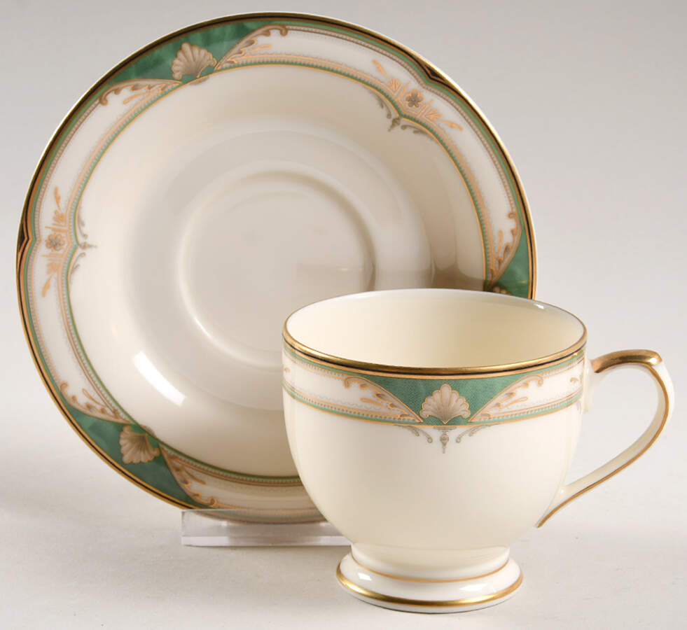 Regal Crest Jade Footed Cup & Saucer Set by Mikasa-1