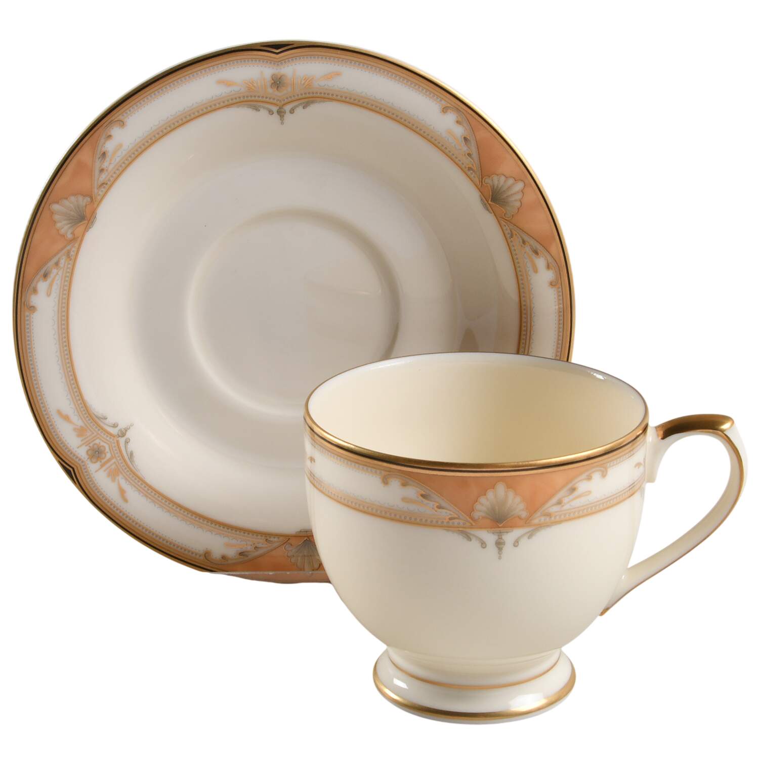 Regal Crest Peach Footed Cup & Saucer Set by Mikasa-1