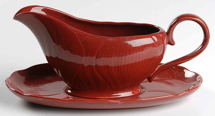 Red Orchid Gravy Boat & Underplate by Mikasa-1