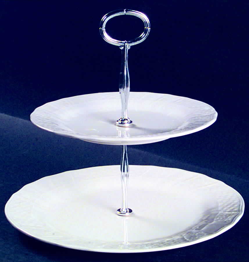 Renaissance White 6 5/8"-10"  2 Tiered Serving Tray (Dp, Sp) HC by Mikasa-1