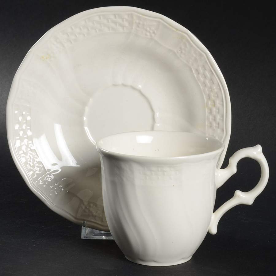 Renaissance White Flat Cup & Saucer Set by Mikasa-1