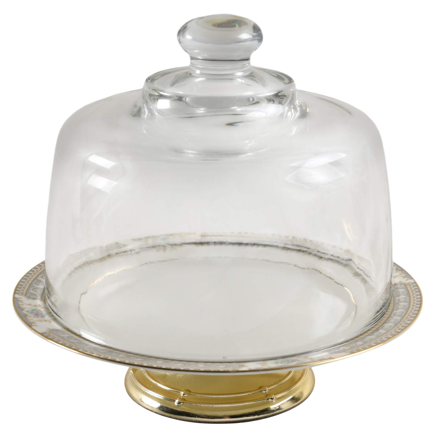 Richelieu 6 1/2"-7 1/2" Footed Cheese Plate w/ Glass Dome HC by Mikasa-1