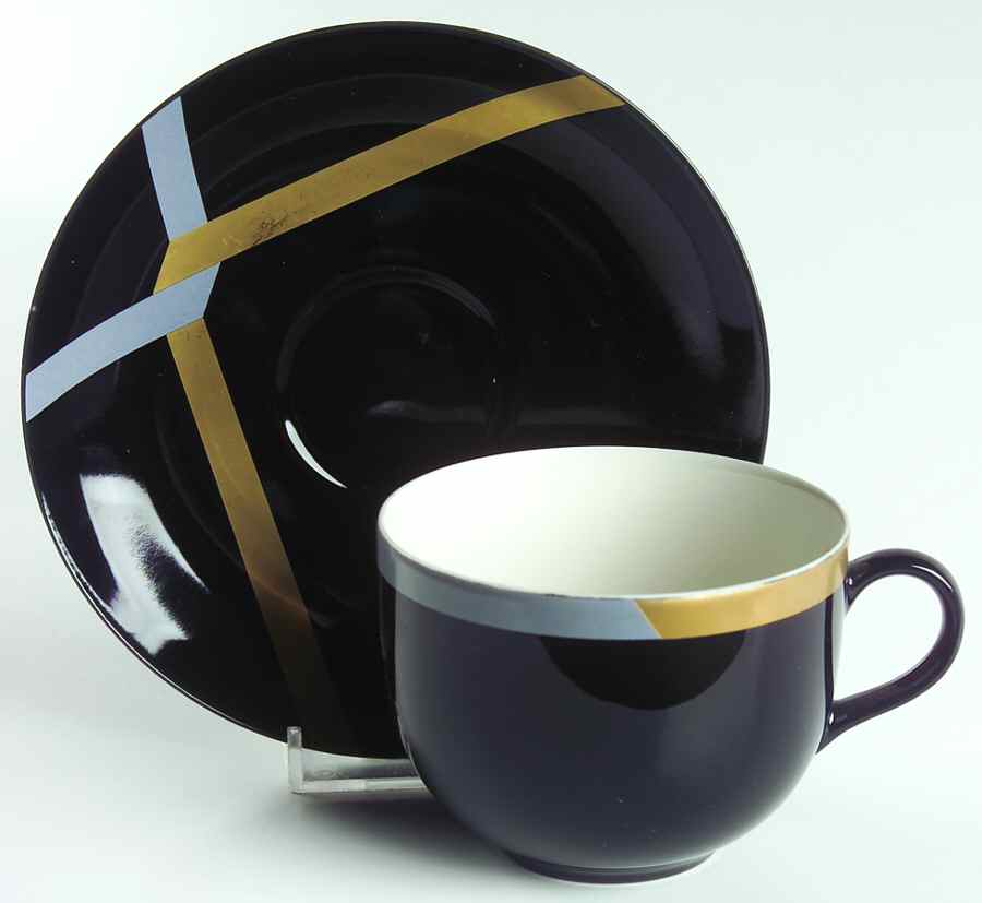 Ribbon of Gold Flat Cup & Saucer Set by Mikasa-1