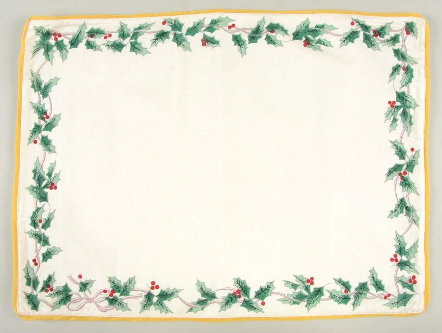 Ribbon Holly Rectangular Cloth Placemat by Mikasa-1