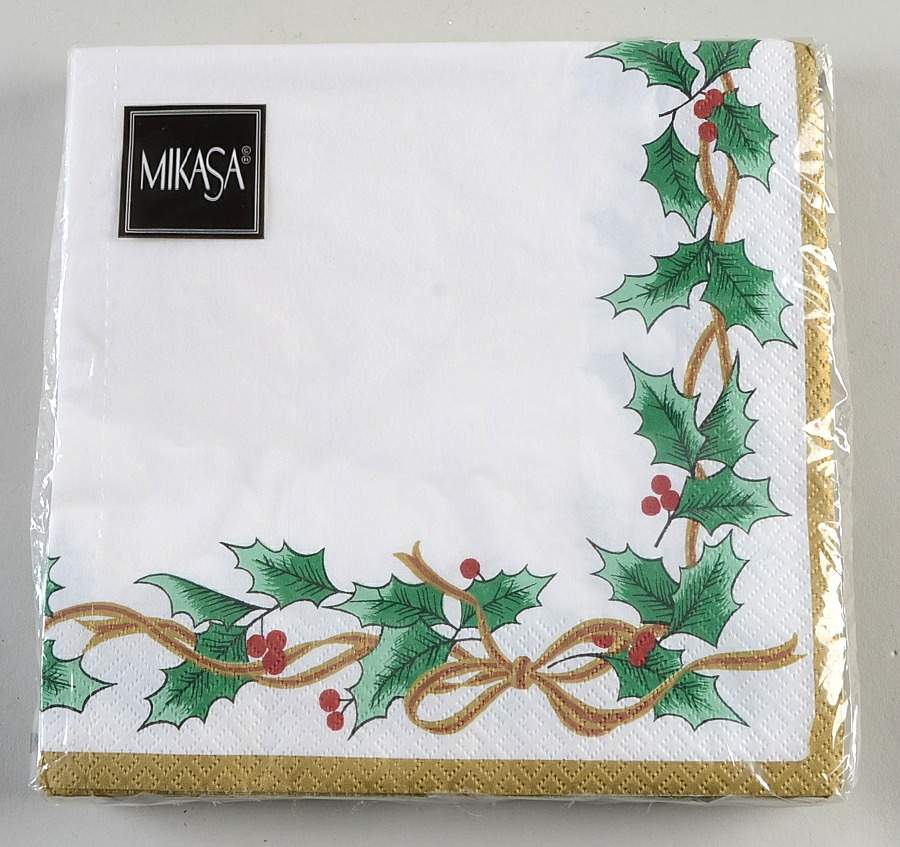 Ribbon Holly Package of Paper Dinner Napkins by Mikasa-1