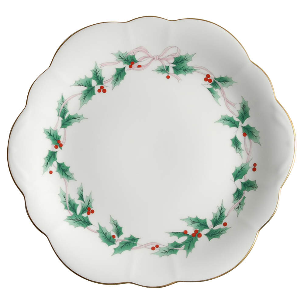 Ribbon Holly Wellington Cake Plate by Mikasa-1