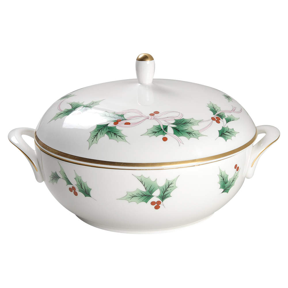Ribbon Holly Round Covered Vegetable by Mikasa-1