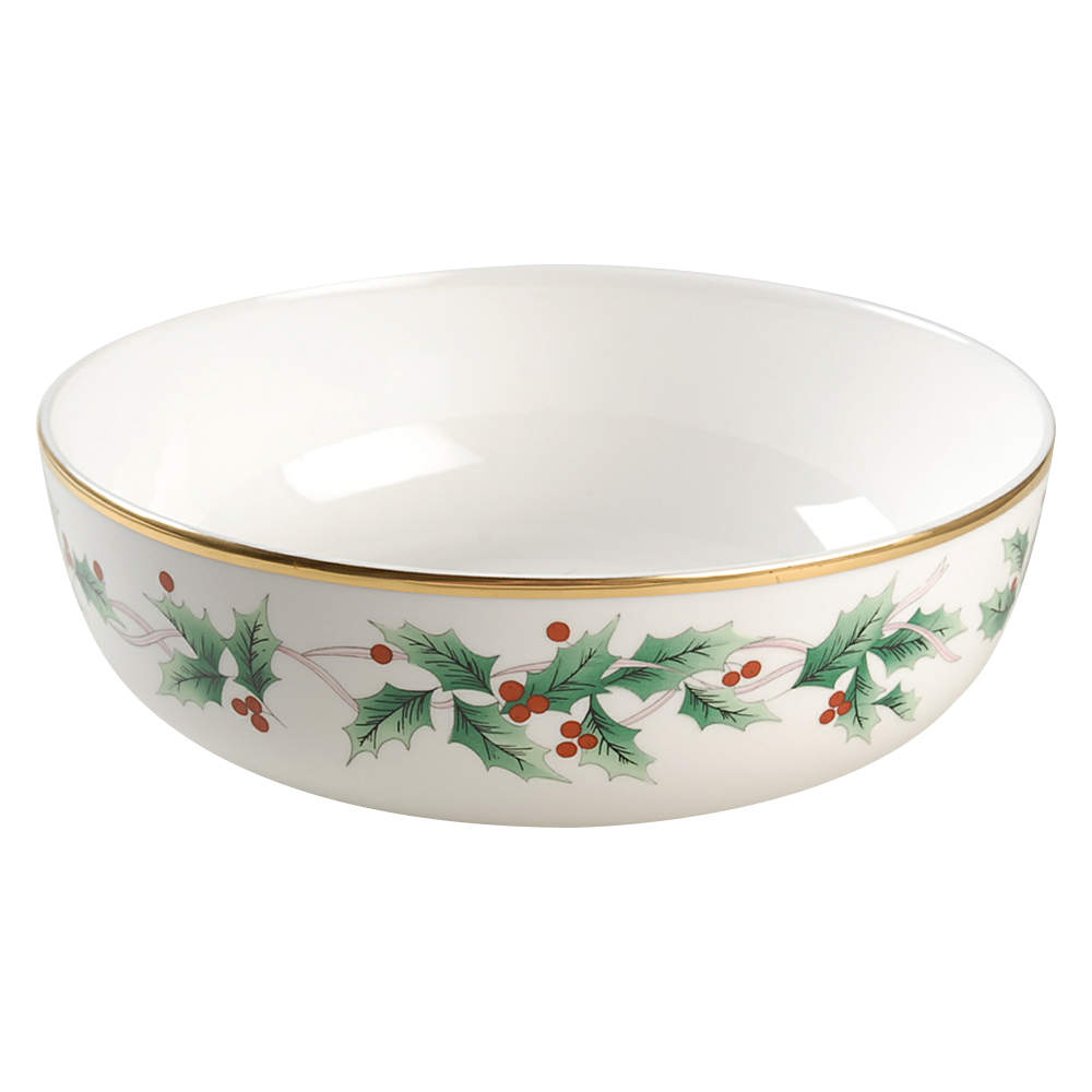 Ribbon Holly 8" Round Vegetable Bowl by Mikasa-1