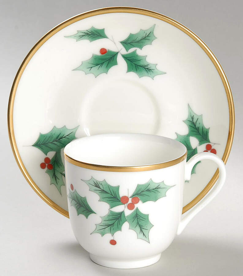 Ribbon Holly Flat Demitasse Cup & Saucer Set by Mikasa-1