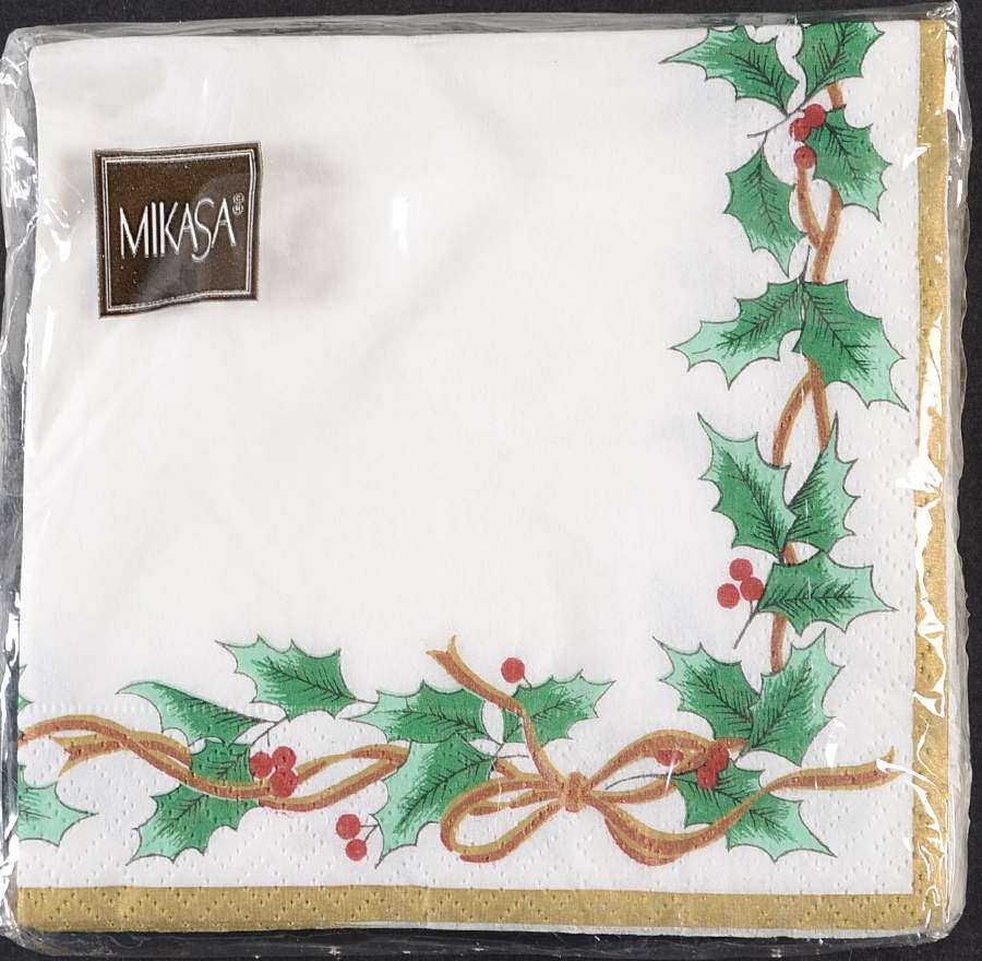 Ribbon Holly Package of Paper Cocktail Napkins by Mikasa-1