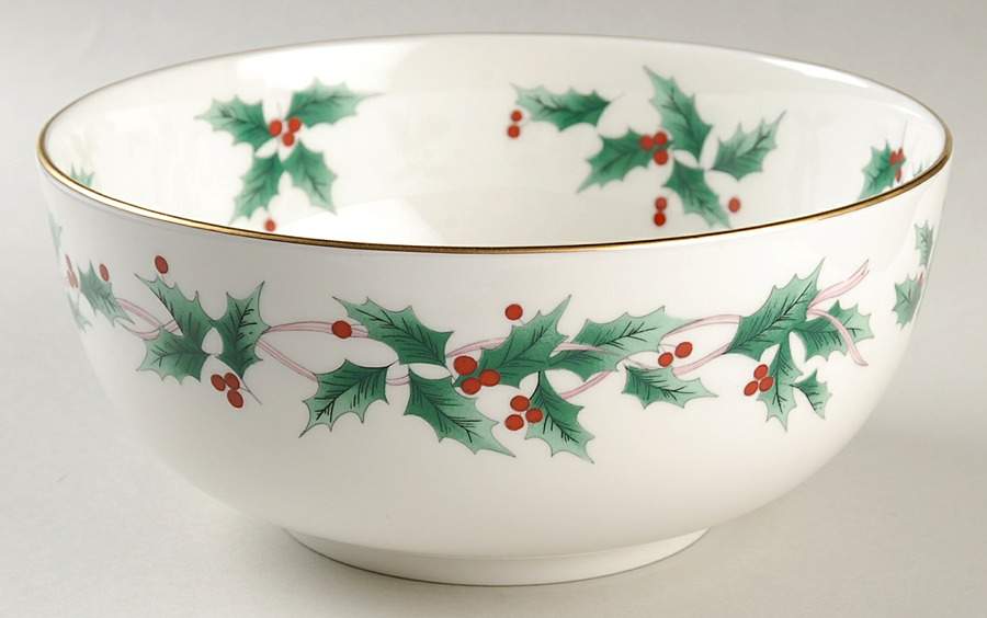 Ribbon Holly 8" Round Vegetable Bowl by Mikasa-1