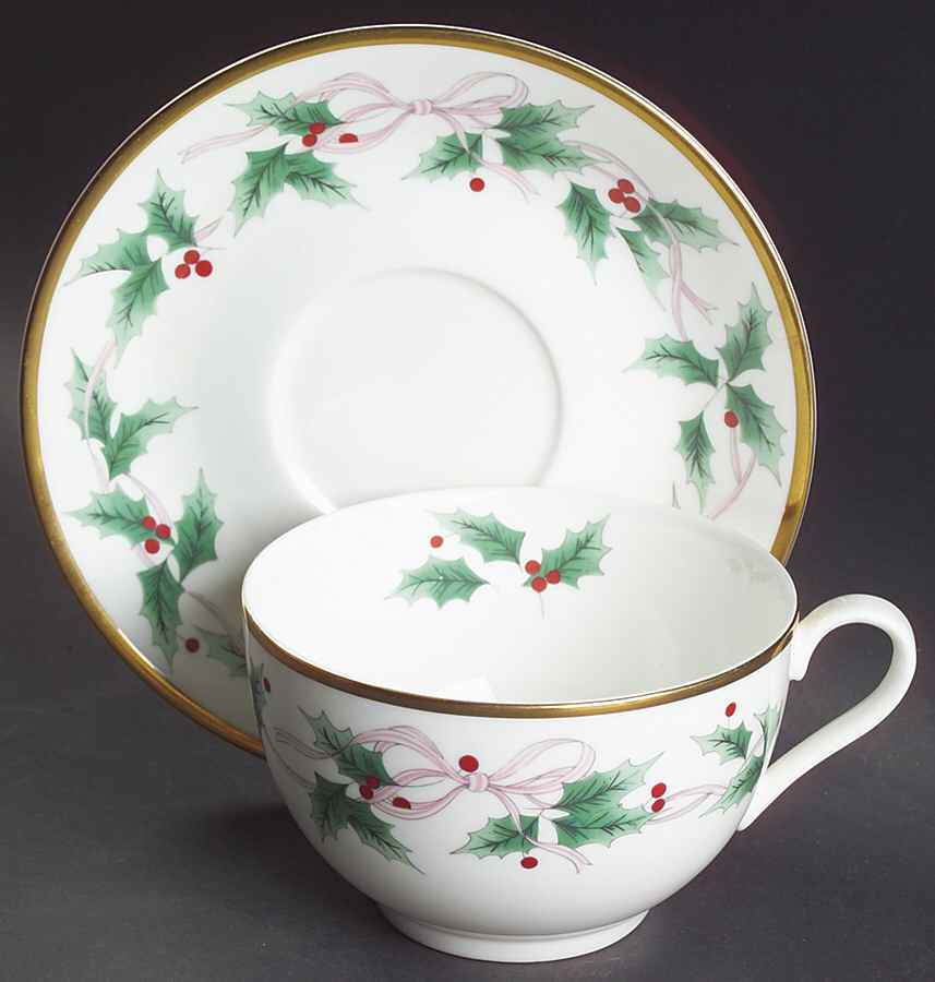 Ribbon Holly Jumbo Cup & Saucer Set by Mikasa-1