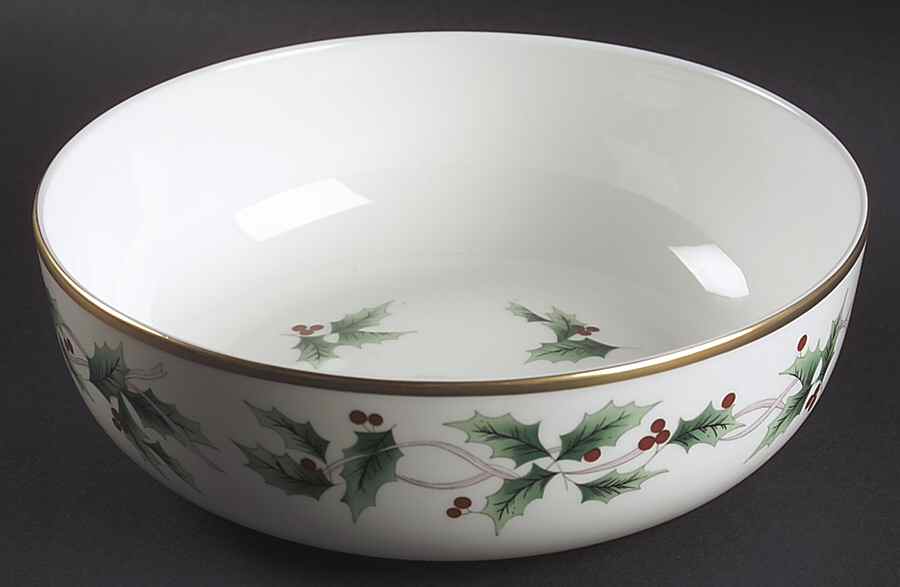 Ribbon Holly 9" Round Vegetable Bowl by Mikasa-1