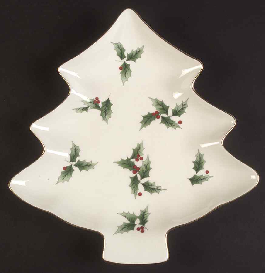 Ribbon Holly Large Tree Shaped Dish by Mikasa-1