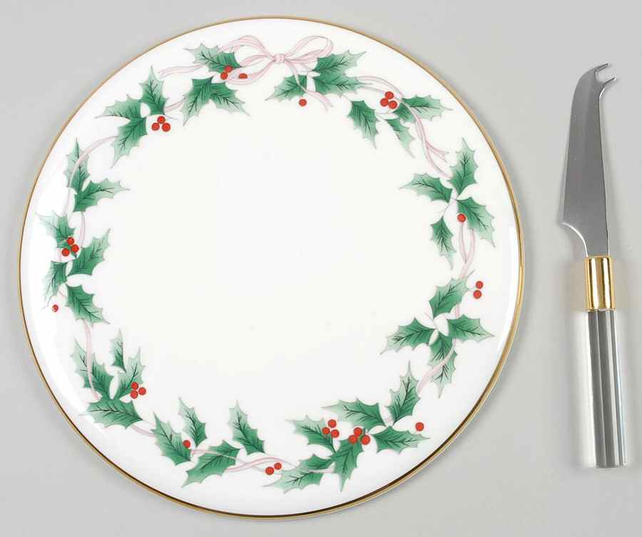 Ribbon Holly 2 Piece Cheese Dish and Knife Set by Mikasa-1