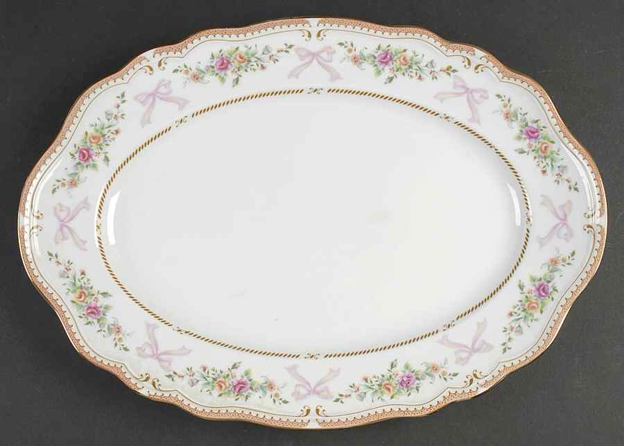 Ribbon Pink 15" Oval Serving Platter by Mikasa-1