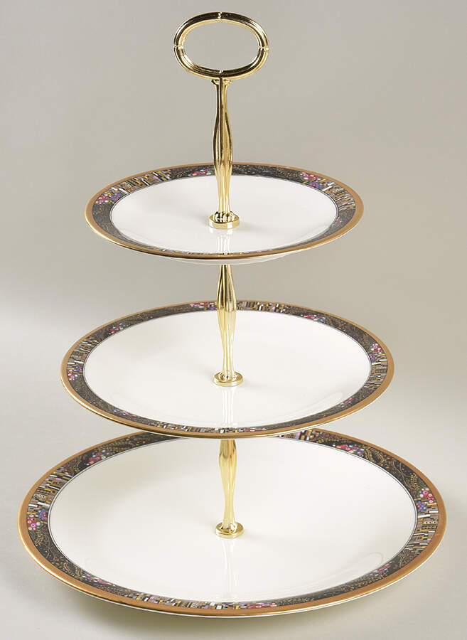 Royal Glimmer 13 7/8"-14 1/4" 3-Tiered Serving Tray(DP,SP,BB) HC by Mikasa-1