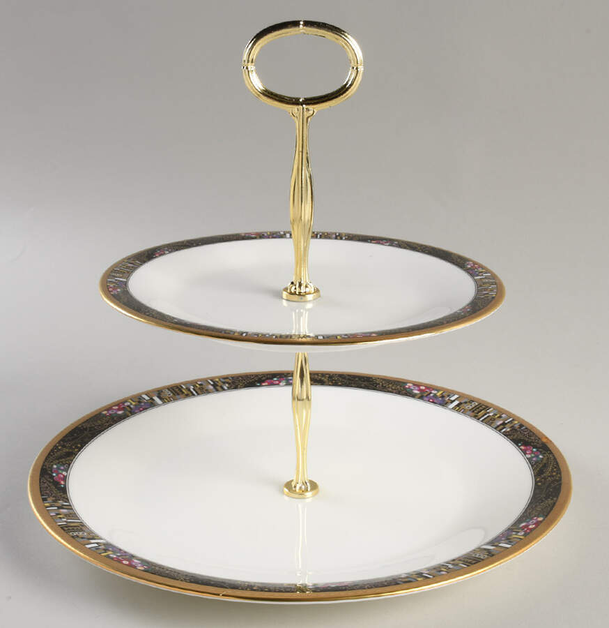 Royal Glimmer 6 5/8"-10"  2 Tiered Serving Tray (Dp, Sp) HC by Mikasa-1