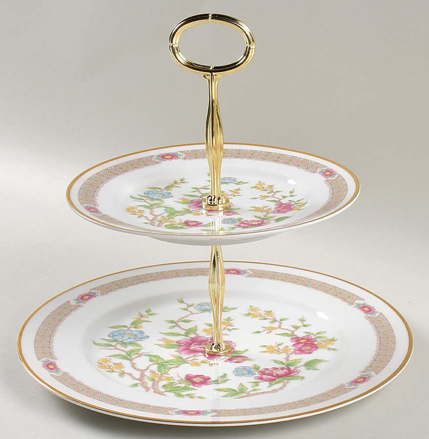 Rose Peony 6 5/8"-10"  2 Tiered Serving Tray (Dp, Sp) HC by Mikasa-1