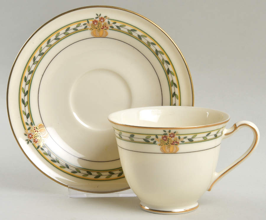 Rose Point Footed Cup & Saucer Set by Mikasa-1