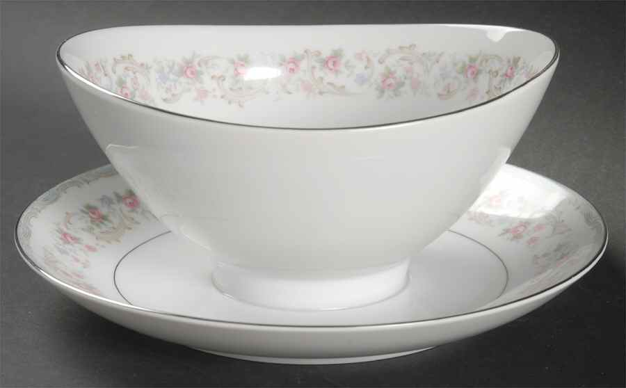 Rosebud Gravy Boat with Attached Underplate by Mikasa-1
