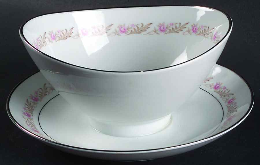 Rose Lane Gravy Boat with Attached Underplate by Mikasa-1