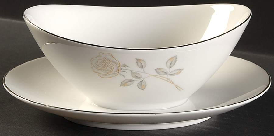 Rosetime Gravy Boat with Attached Underplate by Mikasa-1