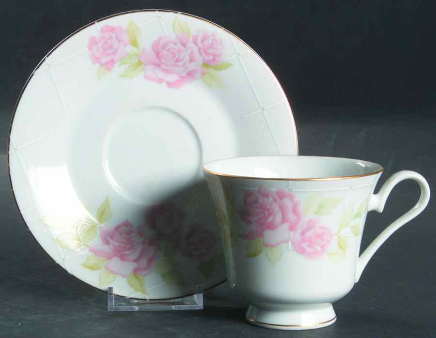 Rose Trellis Footed Cup & Saucer Set by Mikasa-1